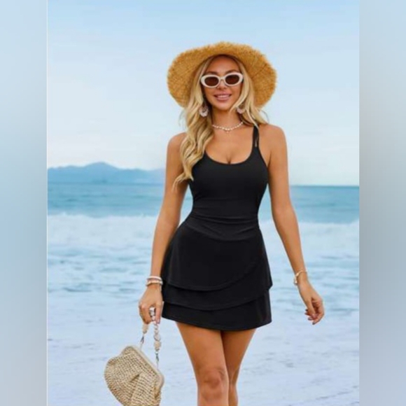 Arolina Women's One-Piece Swim Dress Tummy Control Modest Swimsuit with Swim NEW - Picture 7 of 16